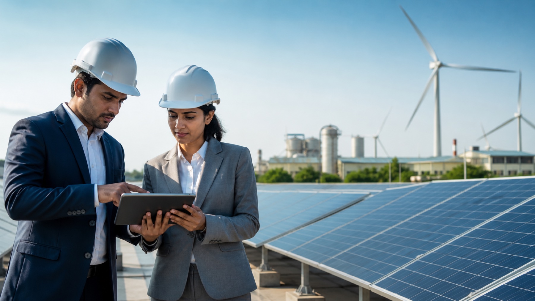 Energy consultants planning renewable power solutions